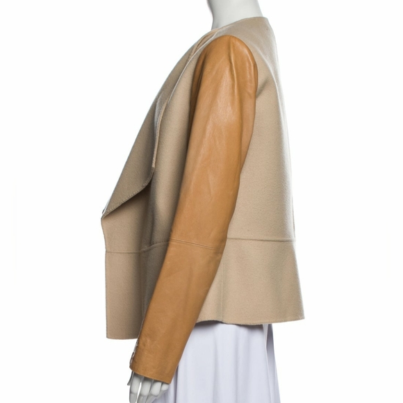 VINCE | Wool Jacket with Leather Sleeves - Picture 13 of 16